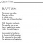 Quiet Time - Featured Poem: Baptism